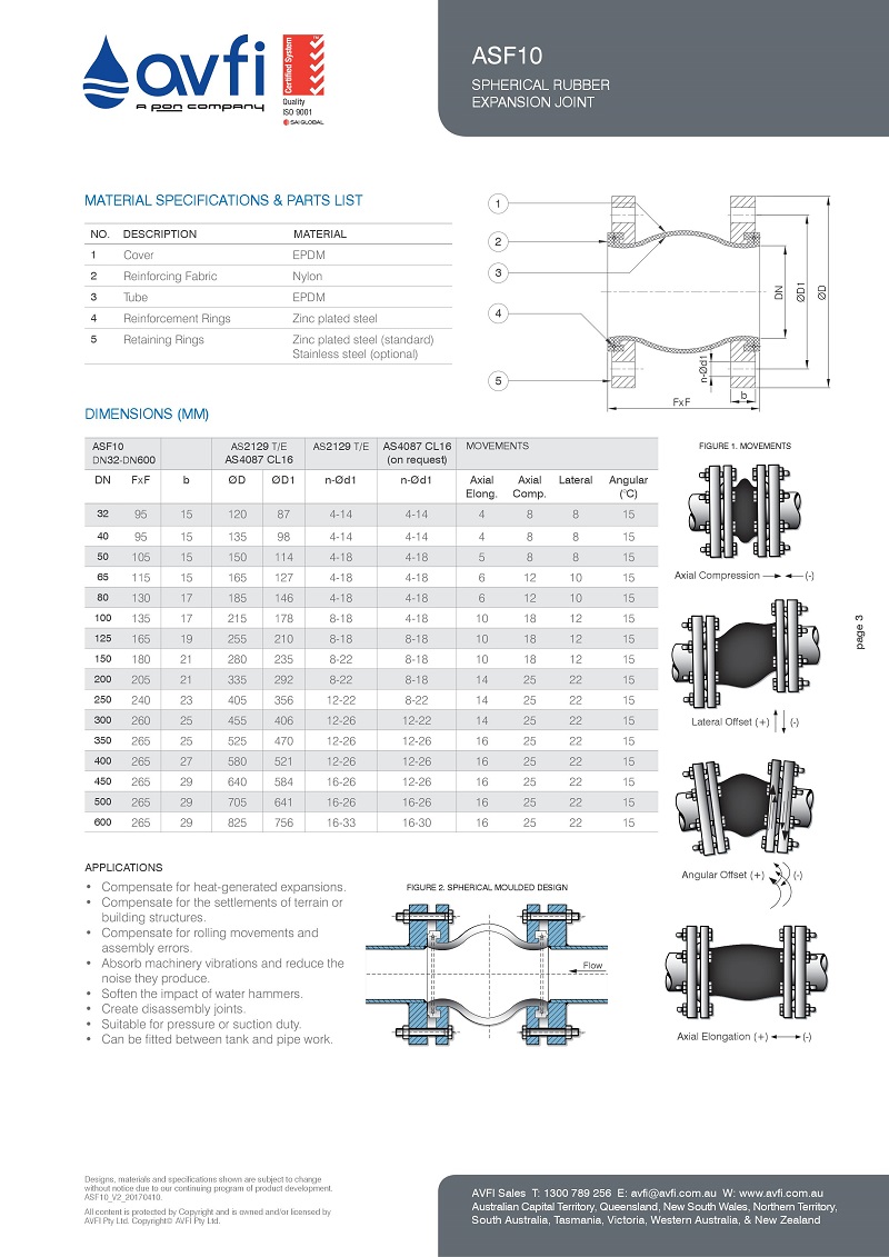 澳大利亞AVFI-ASF10橡膠軟接頭標(biāo)準(zhǔn) 澳大利亞AVFI-ASF10橡膠軟接頭標(biāo)準(zhǔn)